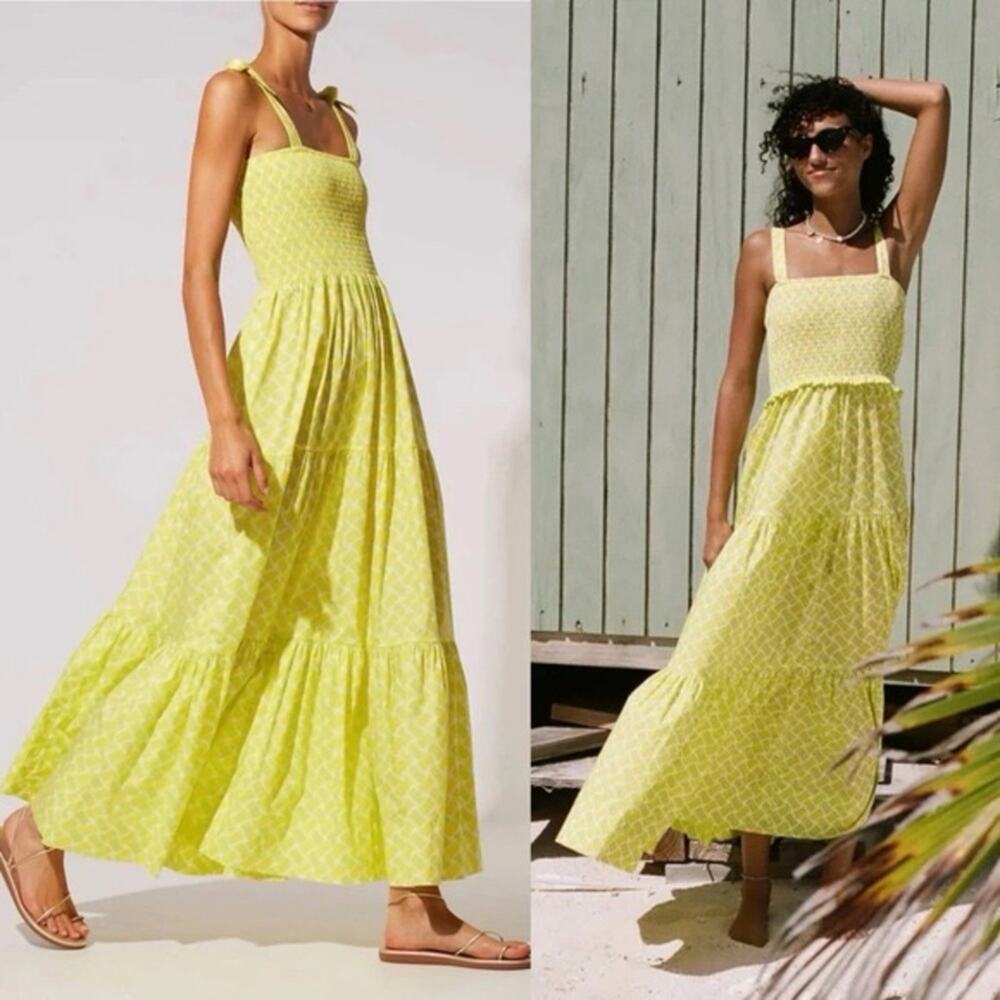 Solid & Striped The Indigo Dress Pineapple Tile Yellow Medium